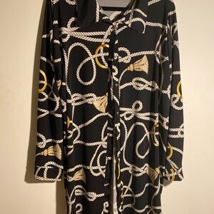 Black Rope Print Button-Up Shirt